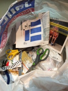 So that’s where the missing scissors were! In a rubbish bag – along with a bread knife, a pair of pliers and a photo of his old basketball team. Naturally.